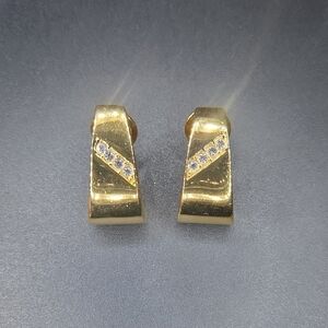 Vintage Butler Gold-Tone Clip-On Earrings with Crystal Detailing